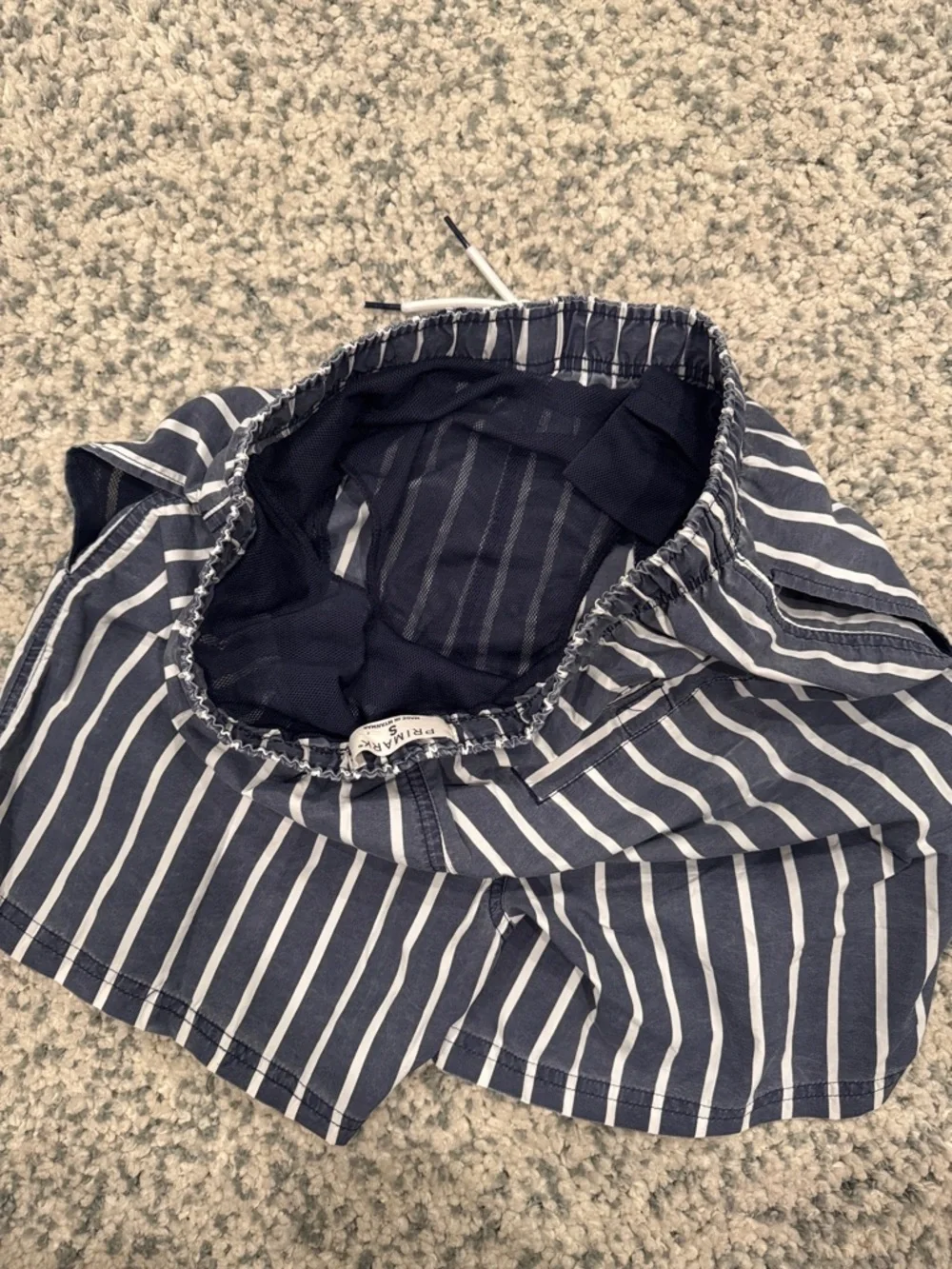 Primark Navy and White Vertical Stripe Swim Trunks